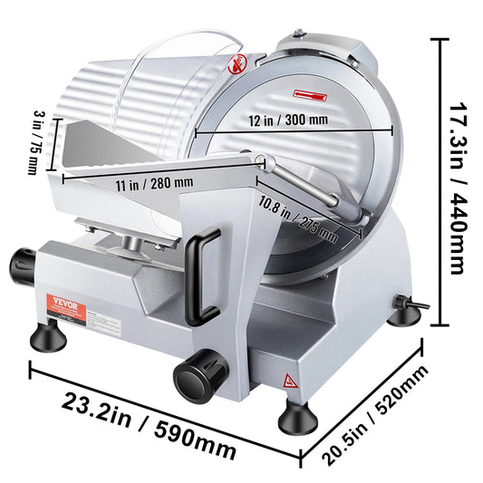 VEVOR 8 Inch Meat Slicer with Adjustable Thickness for Home and Commercial Use