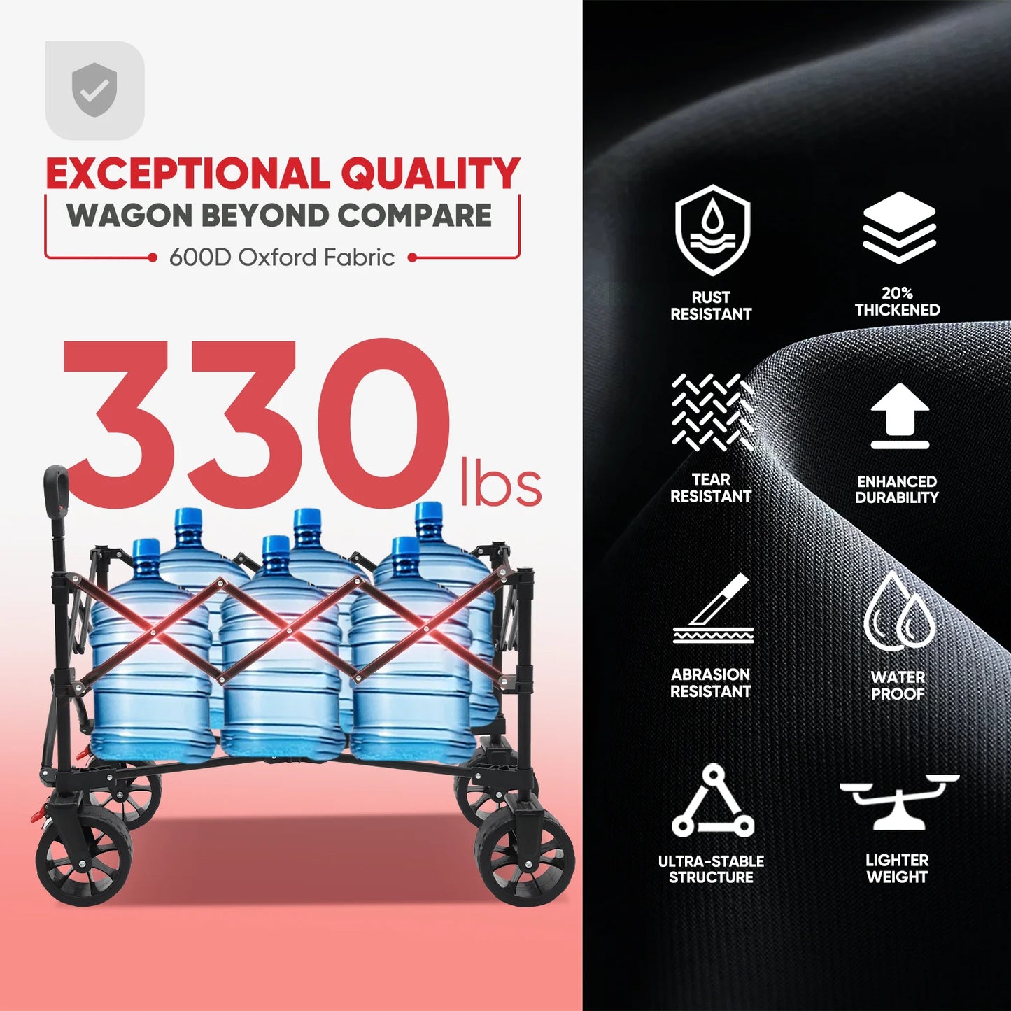 Foldable Wagon With All Terrain Wheels Heavy Duty 330lbs