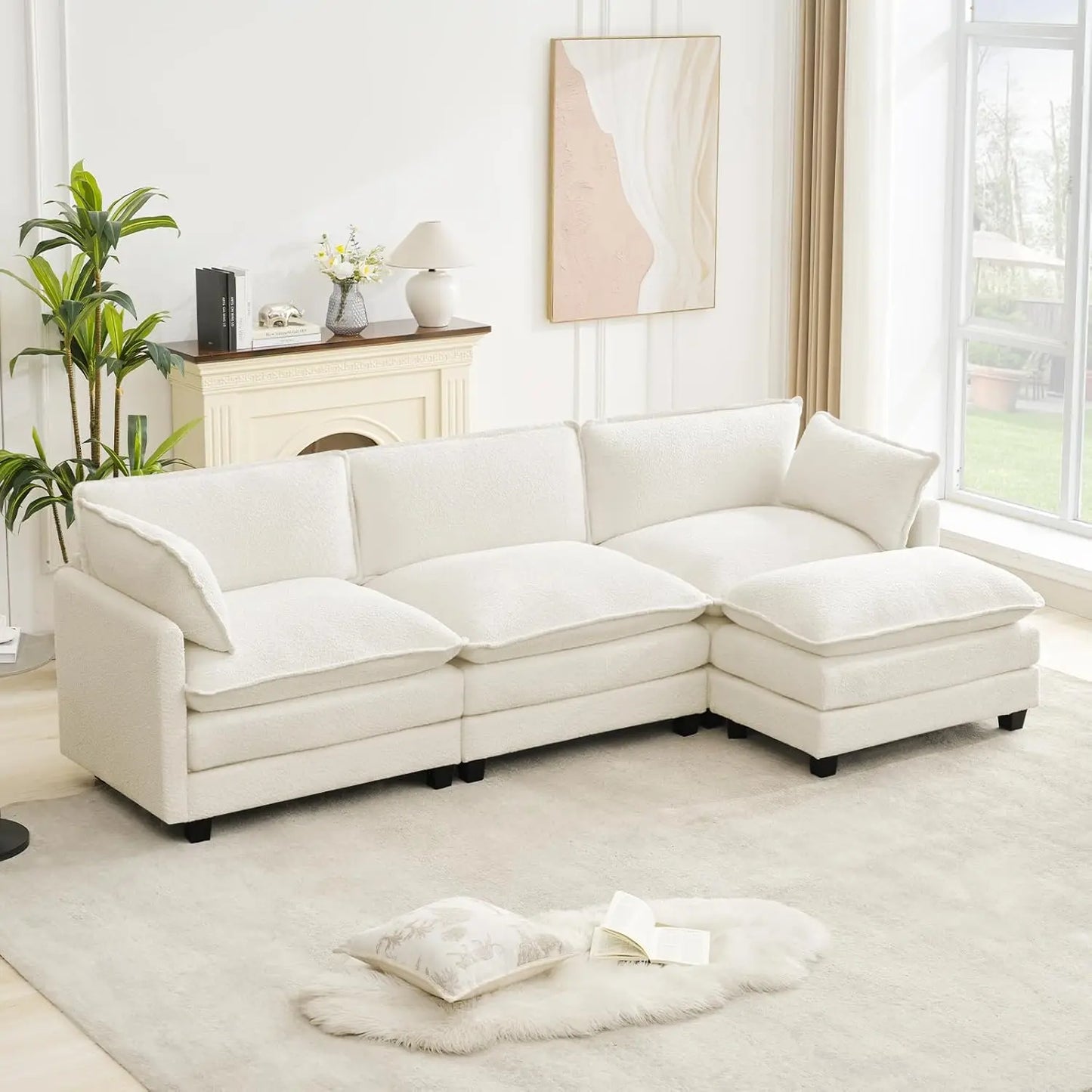 Modular Sectional Couch With Movable Ottoman L Shaped Sofa