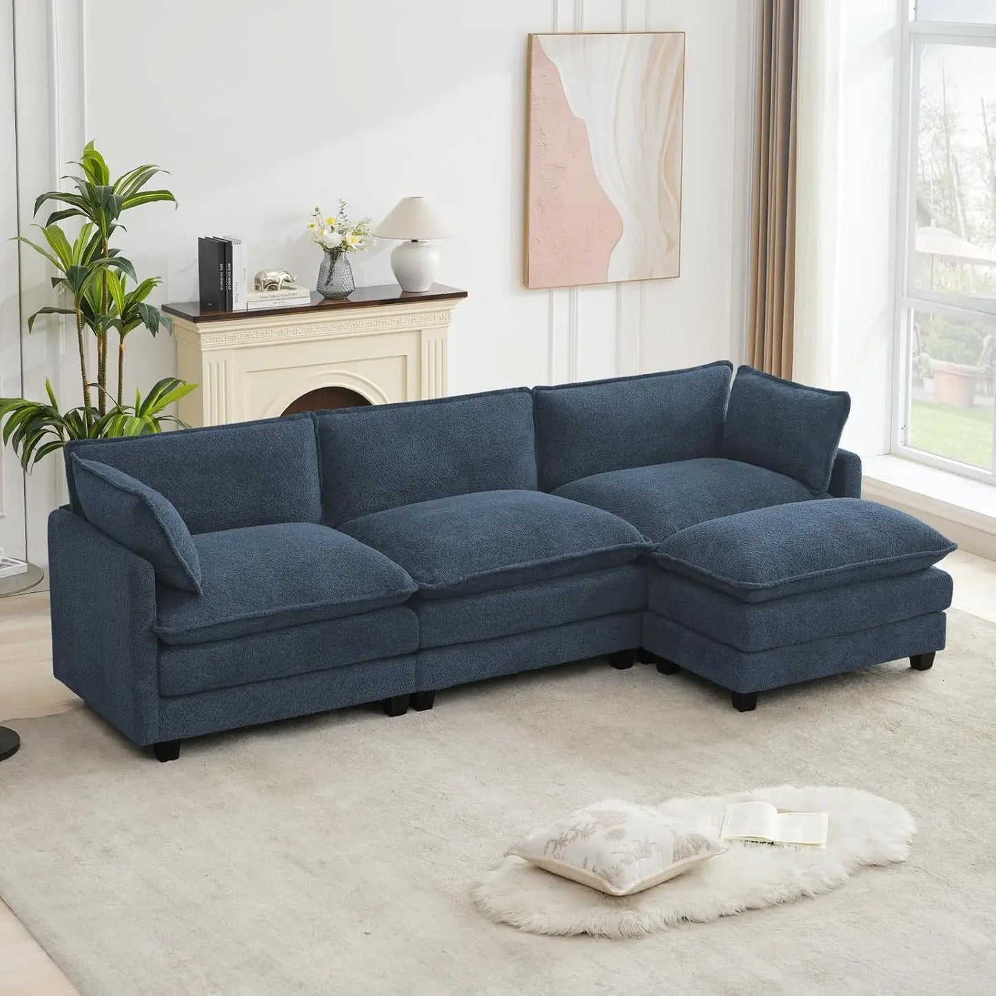 Modular Sectional Couch With Movable Ottoman L Shaped Sofa