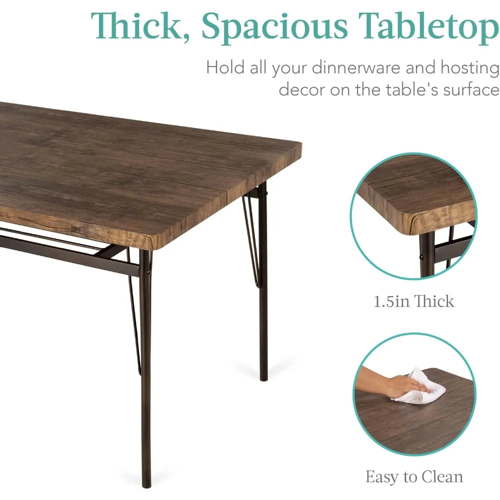 Modern 6 Piece Dining Set With Storage Racks And Bench