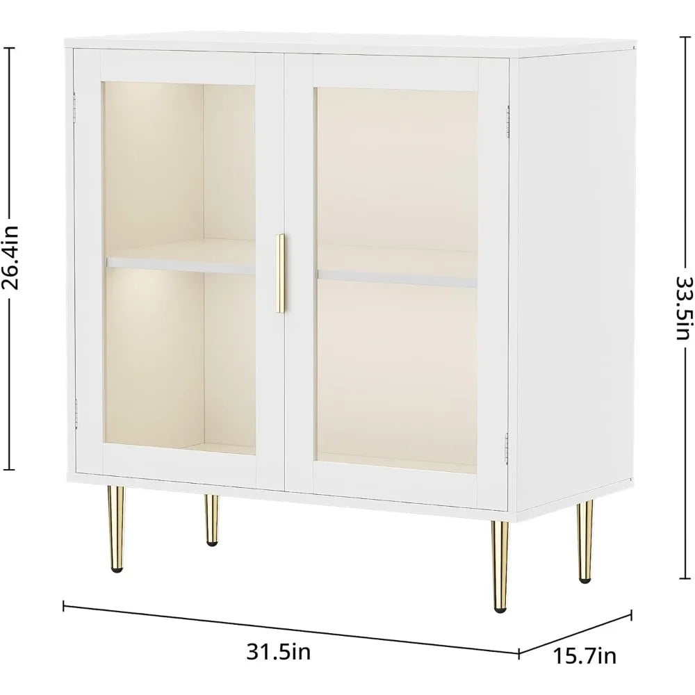 Sideboard Cabinet With LED Lights And Adjustable Shelves