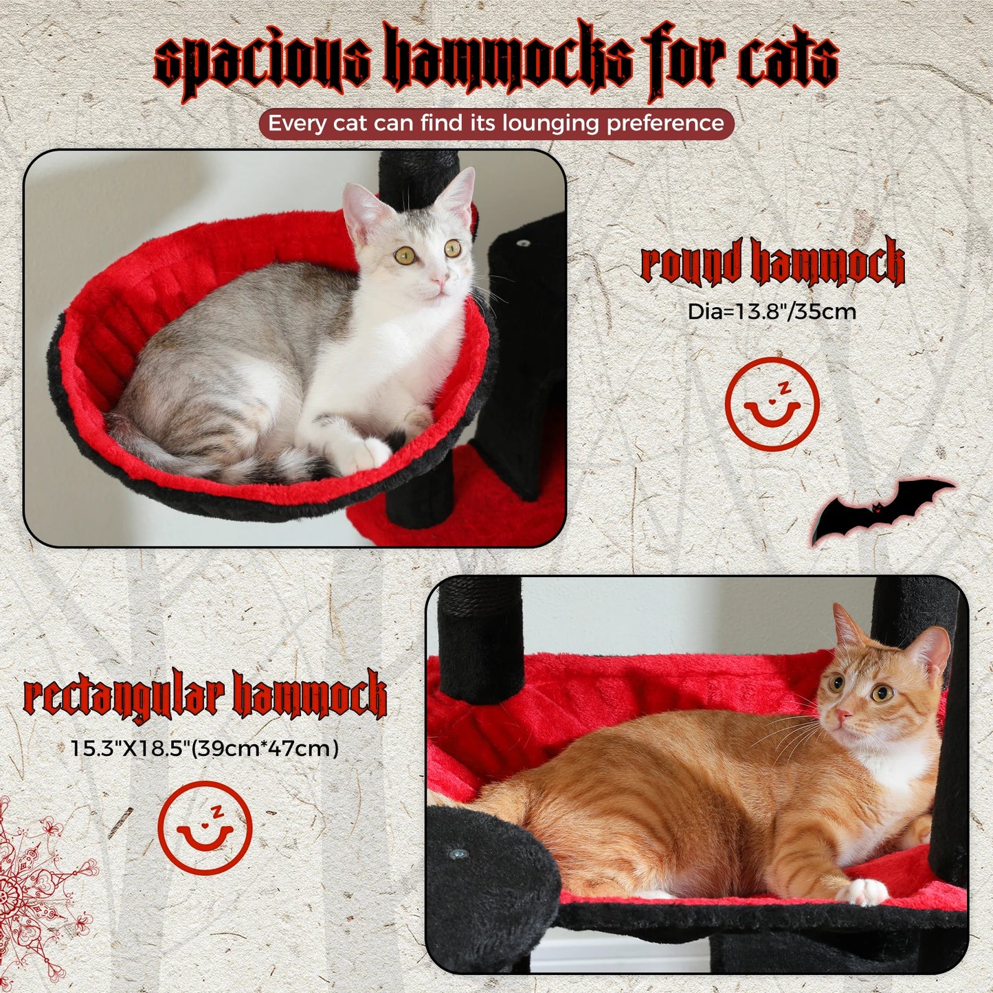 Tall Indoor Cat Tree With Hammock And Scratching Posts