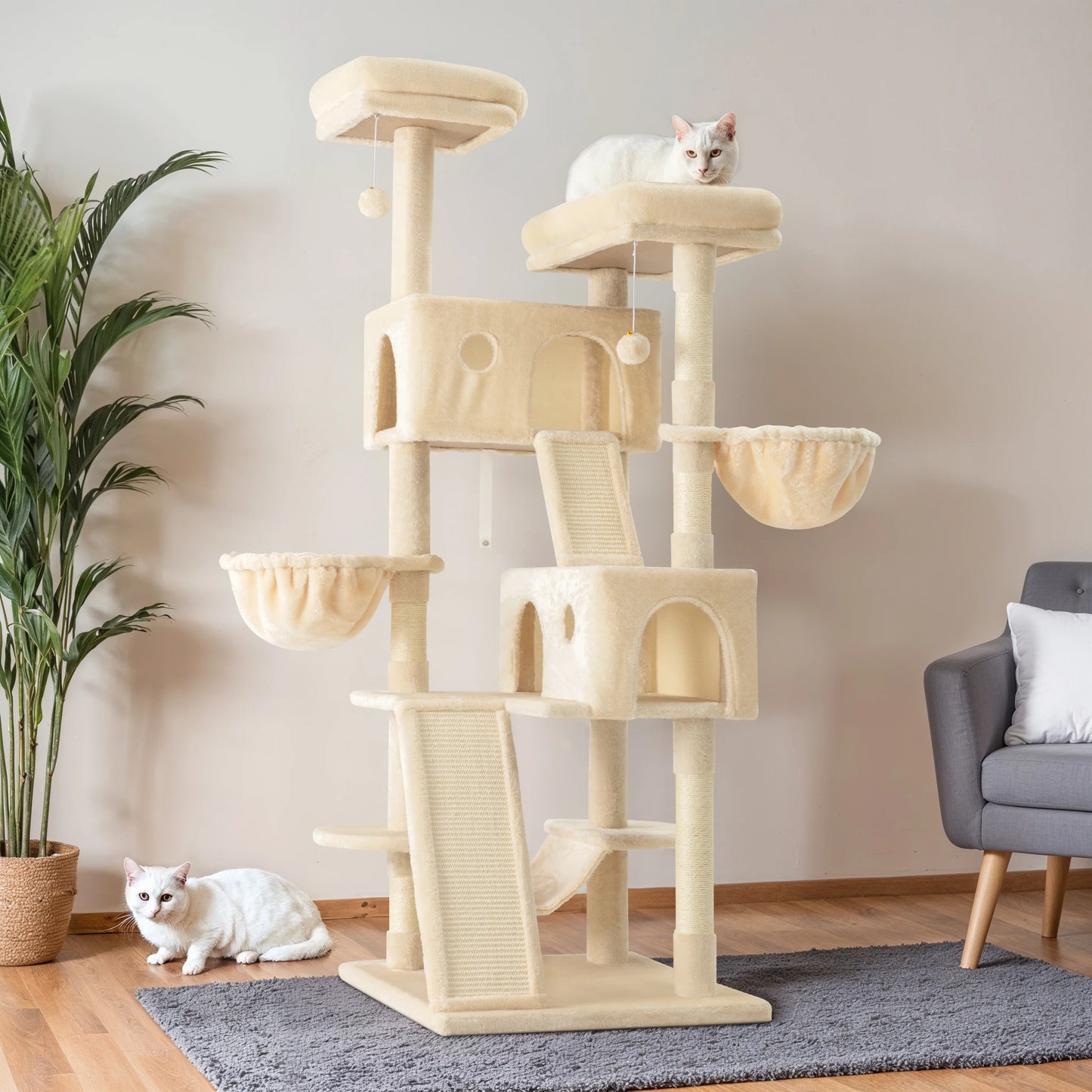 HOOMIC 65in Multi-Level Cat Tree for Multiple Cats