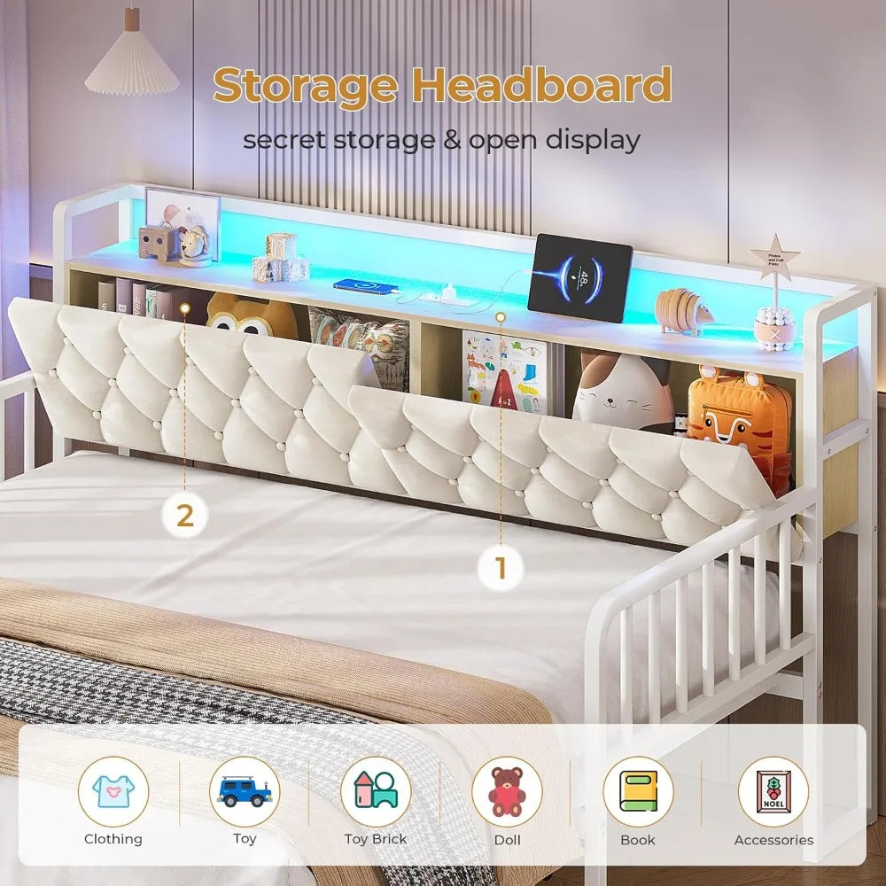 Versatile Daybed with Trundle and Built-In Charging Station
