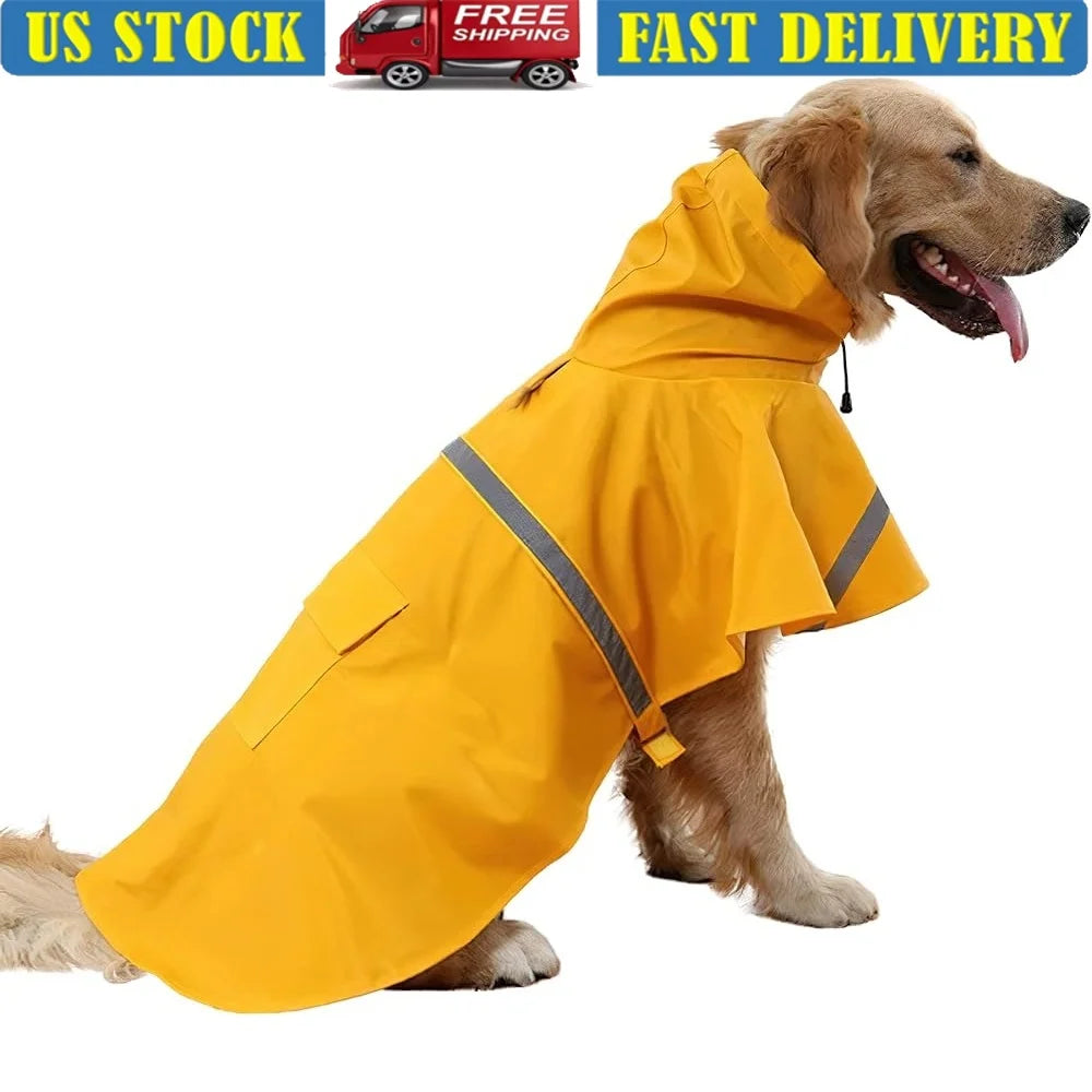 Waterproof Adjustable Dog Raincoat With Reflective Strips