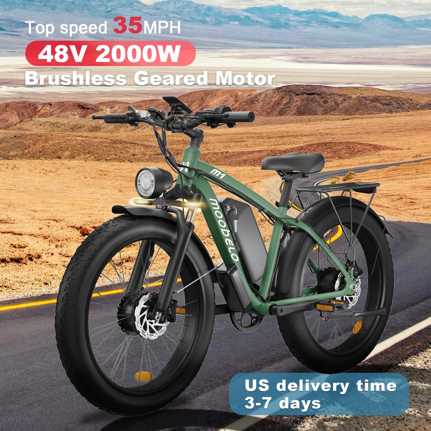 ZEEGR F1 48V 2000W Fat Tire Electric Bike Front Suspension