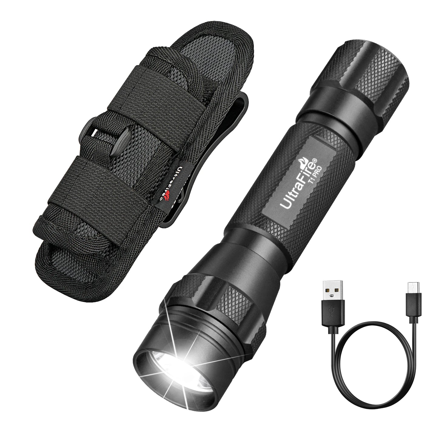 UltraFire T1 Pro Tactical Flashlight 1200 Lumens USB Rechargeable