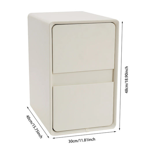 Narrow Nightstand With Two Drawers Modern Bedside Table