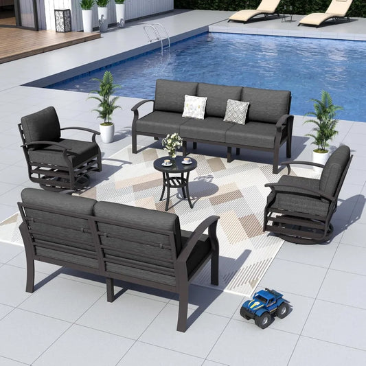 Aluminum Patio Furniture Set with Swivel Chairs for Modern Style