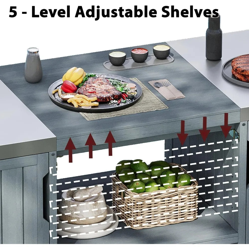 Durable Solid Wood Outdoor Kitchen Island For Big Green Egg