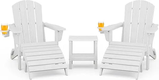 Weather Resistant Adirondack Chair and Ottoman Set