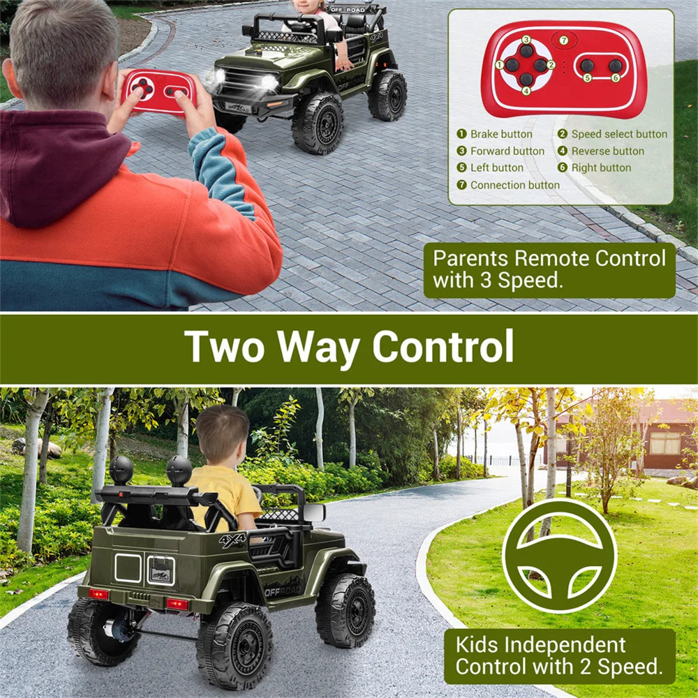 12V Kids Ride On Car Two Seater With Rechargeable Remote