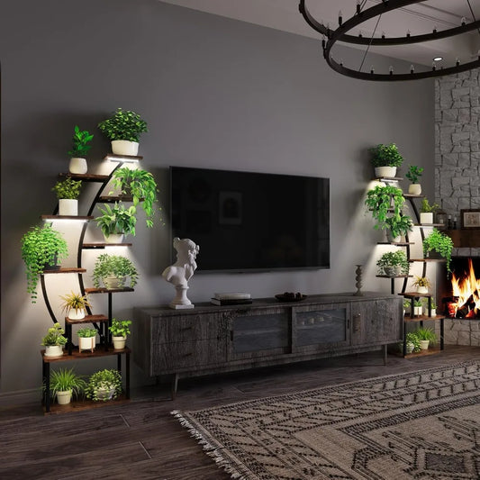 Indoor Plant Stand with Grow Lights for Space Saving