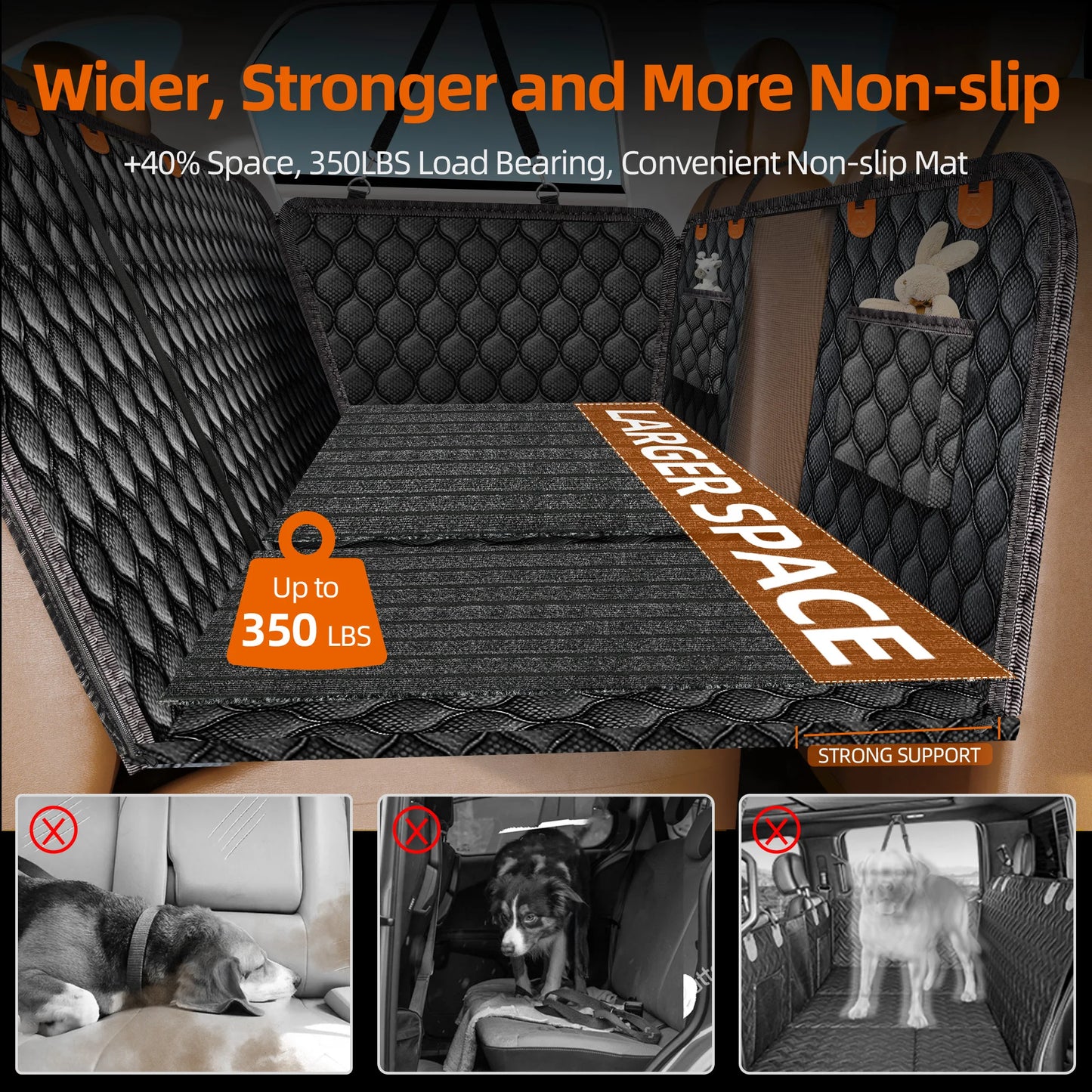 Dog Back Seat Extender Waterproof Non Slip Car Cover