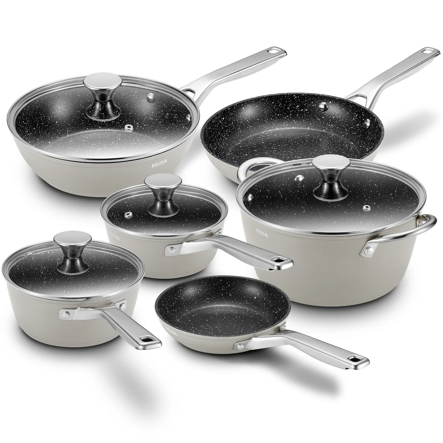 BEZIA Nonstick Induction Cookware Set for All Stoves