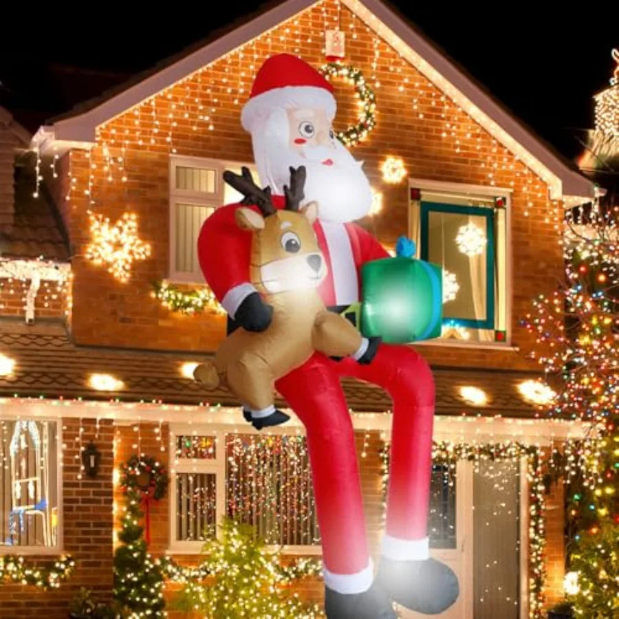 Sitting Santa Outdoor Inflatable With LED Lights Christmas