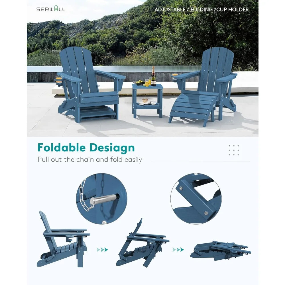 Weather Resistant Adirondack Chair and Ottoman Set