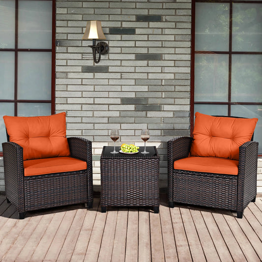 HOMASIS 3 Piece Outdoor Rattan Furniture Set for Stylish Comfort