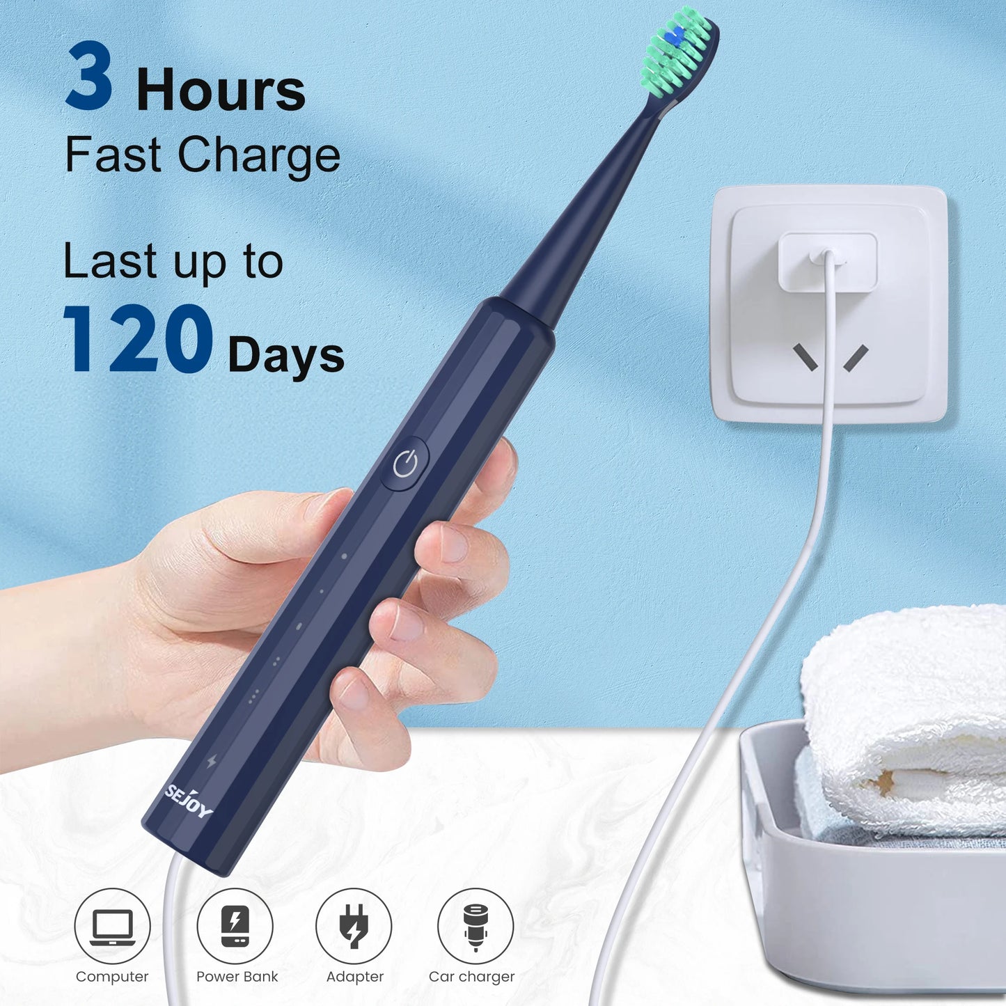 Electric Toothbrush With Smart Modes And 8 Replacement Heads