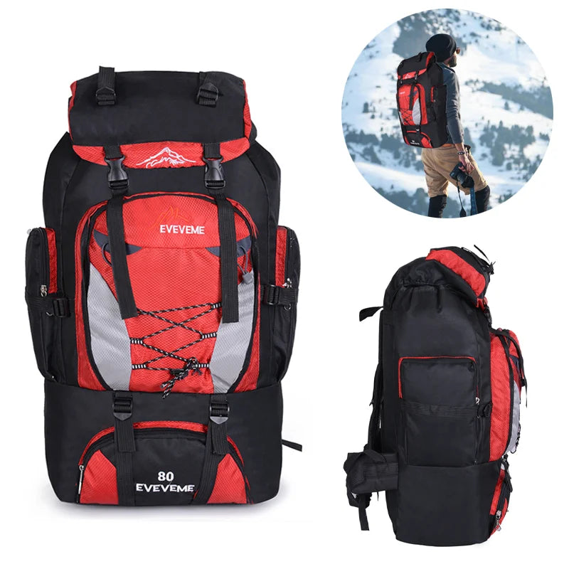 80L Camping Hiking Backpack Waterproof Travel Rucksack