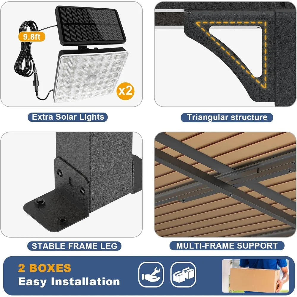 Wall Mounted Lean To Metal Gazebo Awning For Patio Black