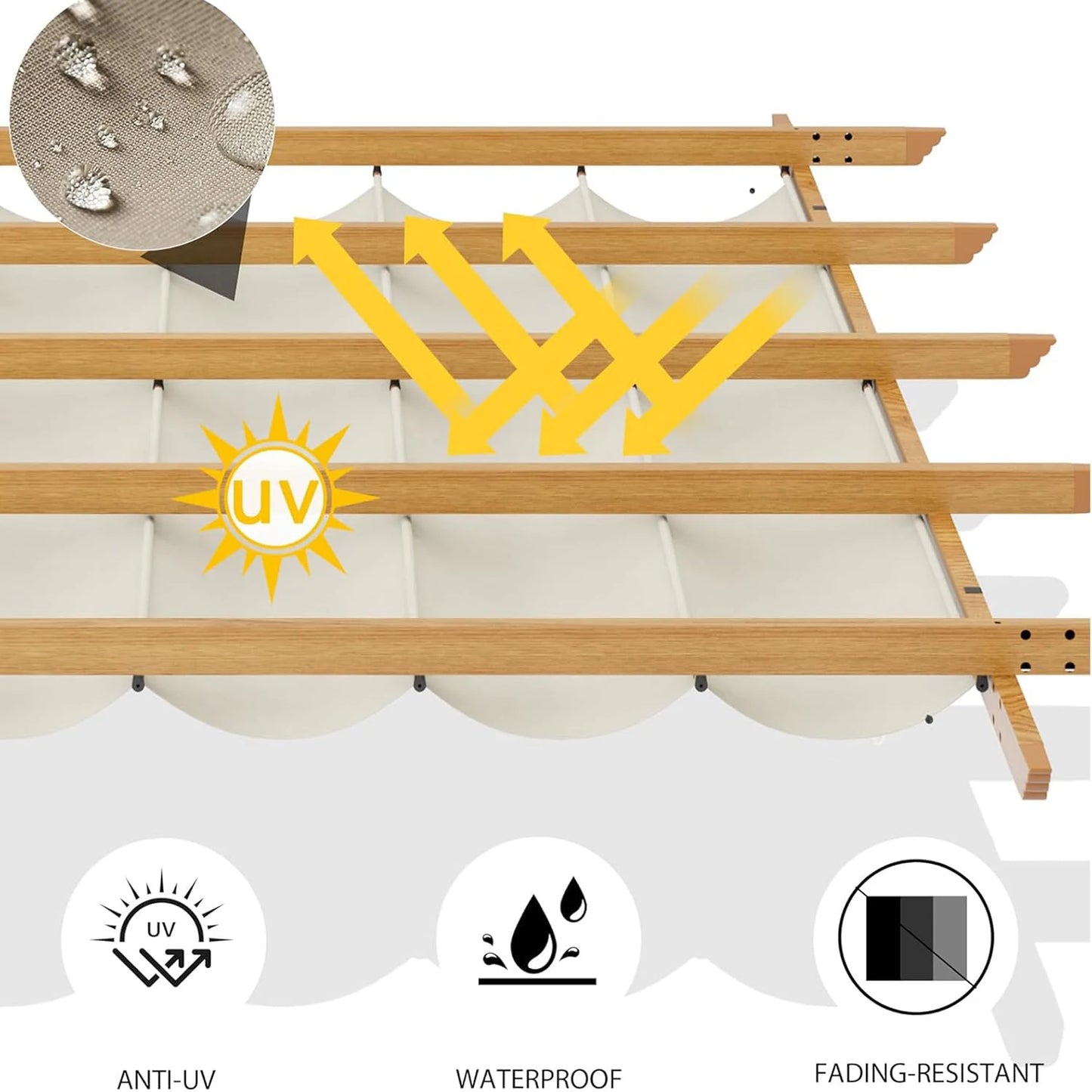 Outdoor Aluminum Pergola With Retractable Sun Shade Canopy