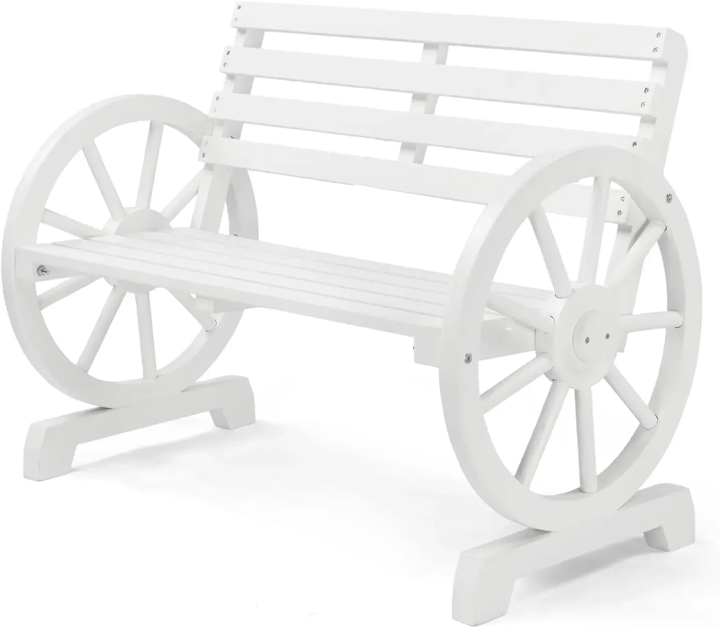 Rustic Wooden Wheel Bench for Stylish Outdoor Seating
