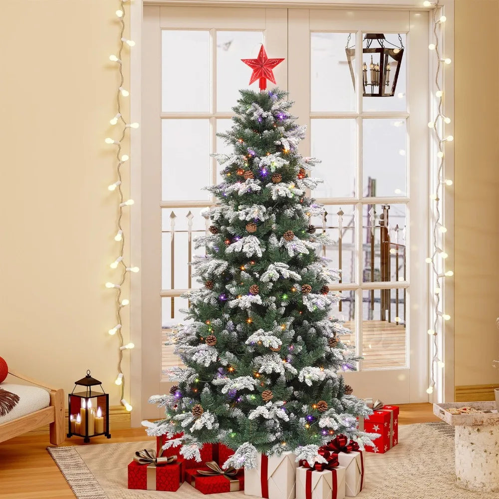 6ft Pre Lit Flocked Tiered Christmas Tree With Remote