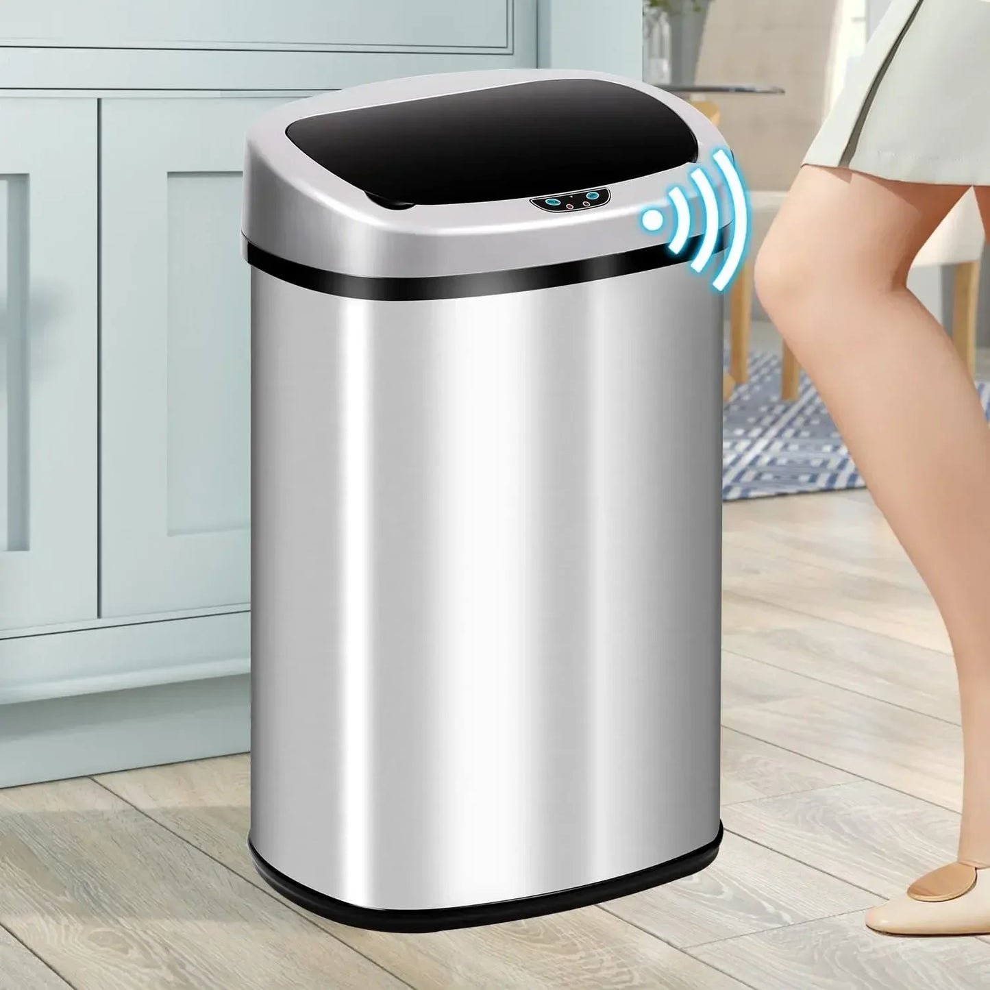 Mozhou 13 Gallon Kitchen Trash Can with Touch Free Sensor