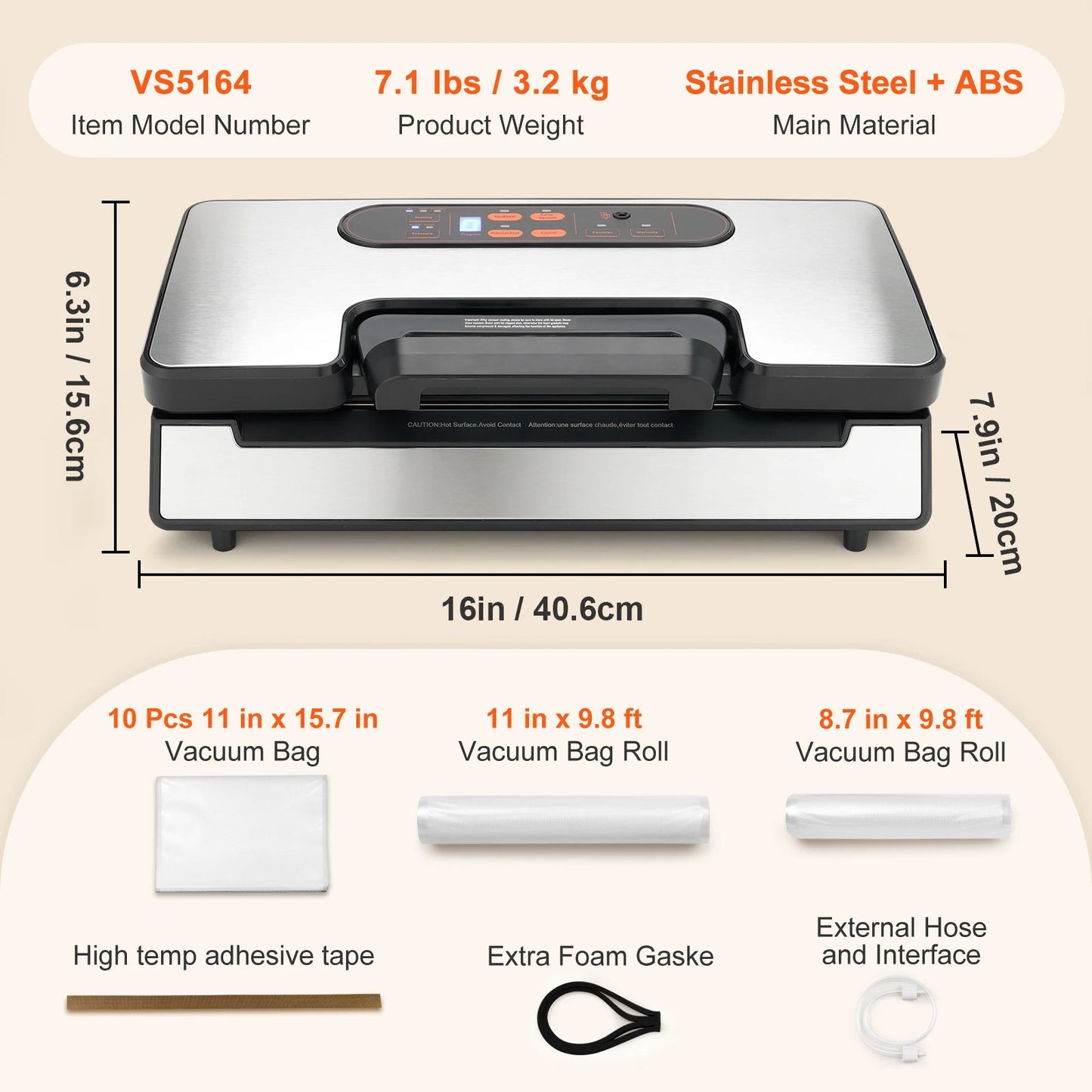 Vacuum Sealer Machine With Free 10 Bags For Fresh Food