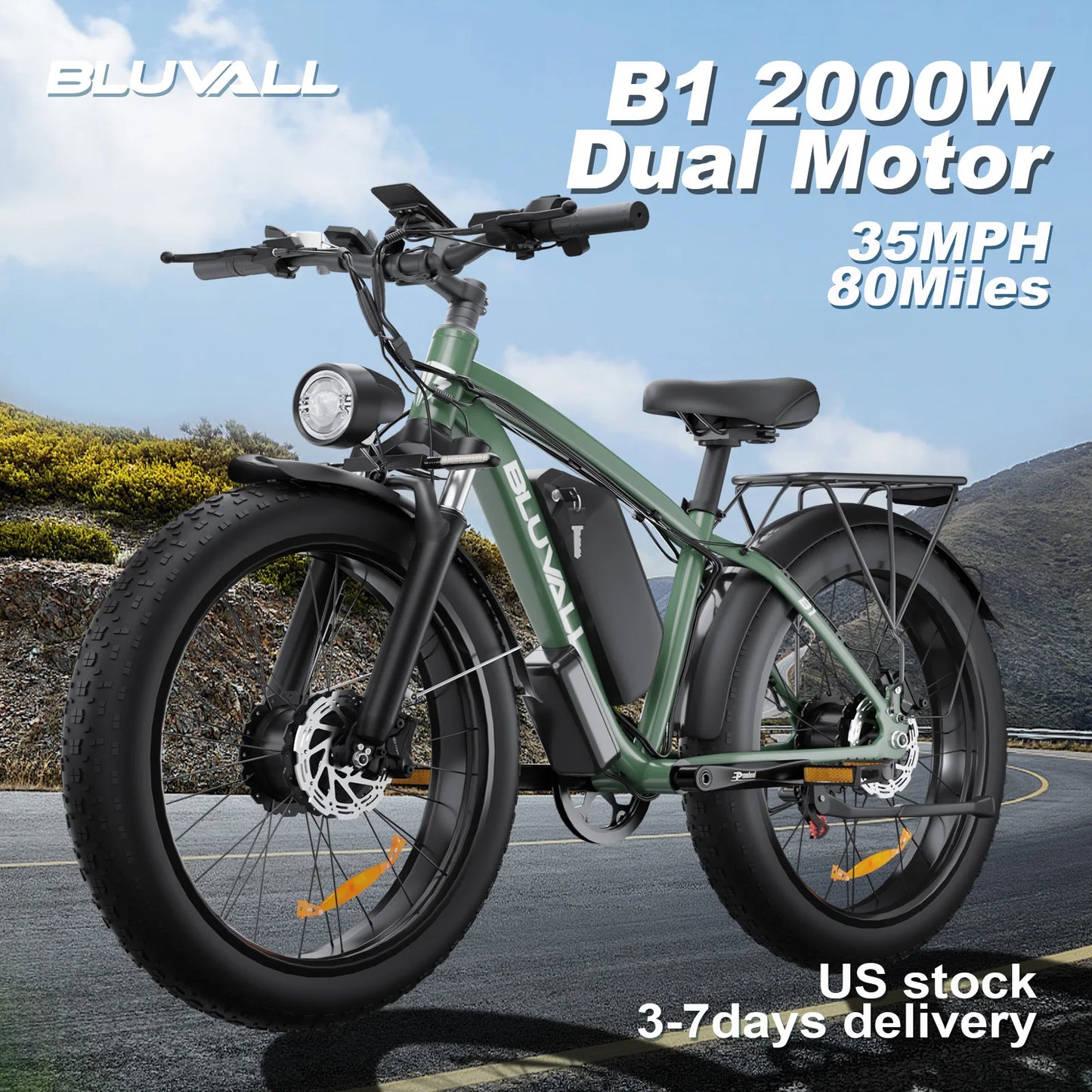 ZEEGR F1 48V 2000W Fat Tire Electric Bike Front Suspension