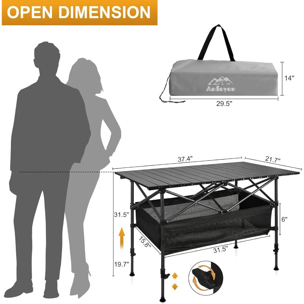 Foldable Camping Table With Adjustable Height For Outdoors