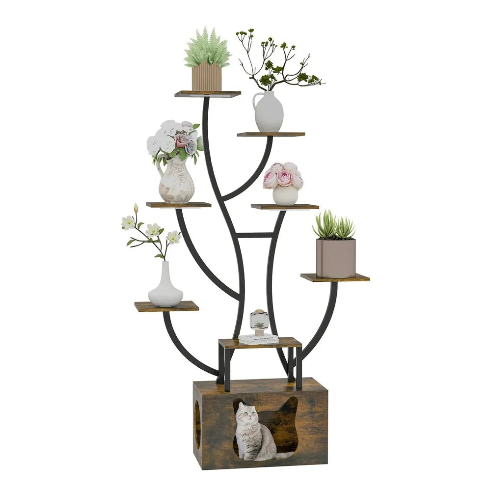 Stylish 8 Tiered Corner Plant Stand with Grow Lights