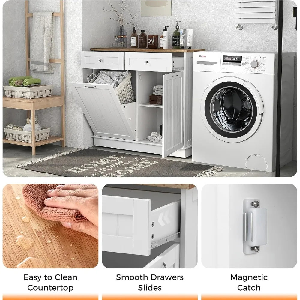 Stylish Tilt Out Trash Cabinet with Adjustable Shelf