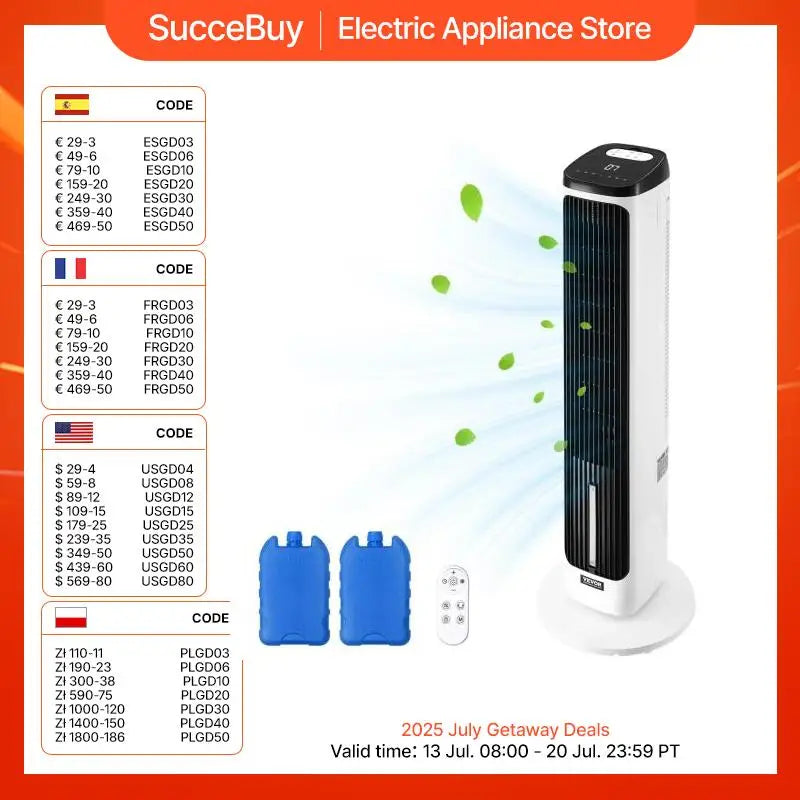VEVOR Tower Fan with 70 Degree Oscillation and 9 Speed Settings