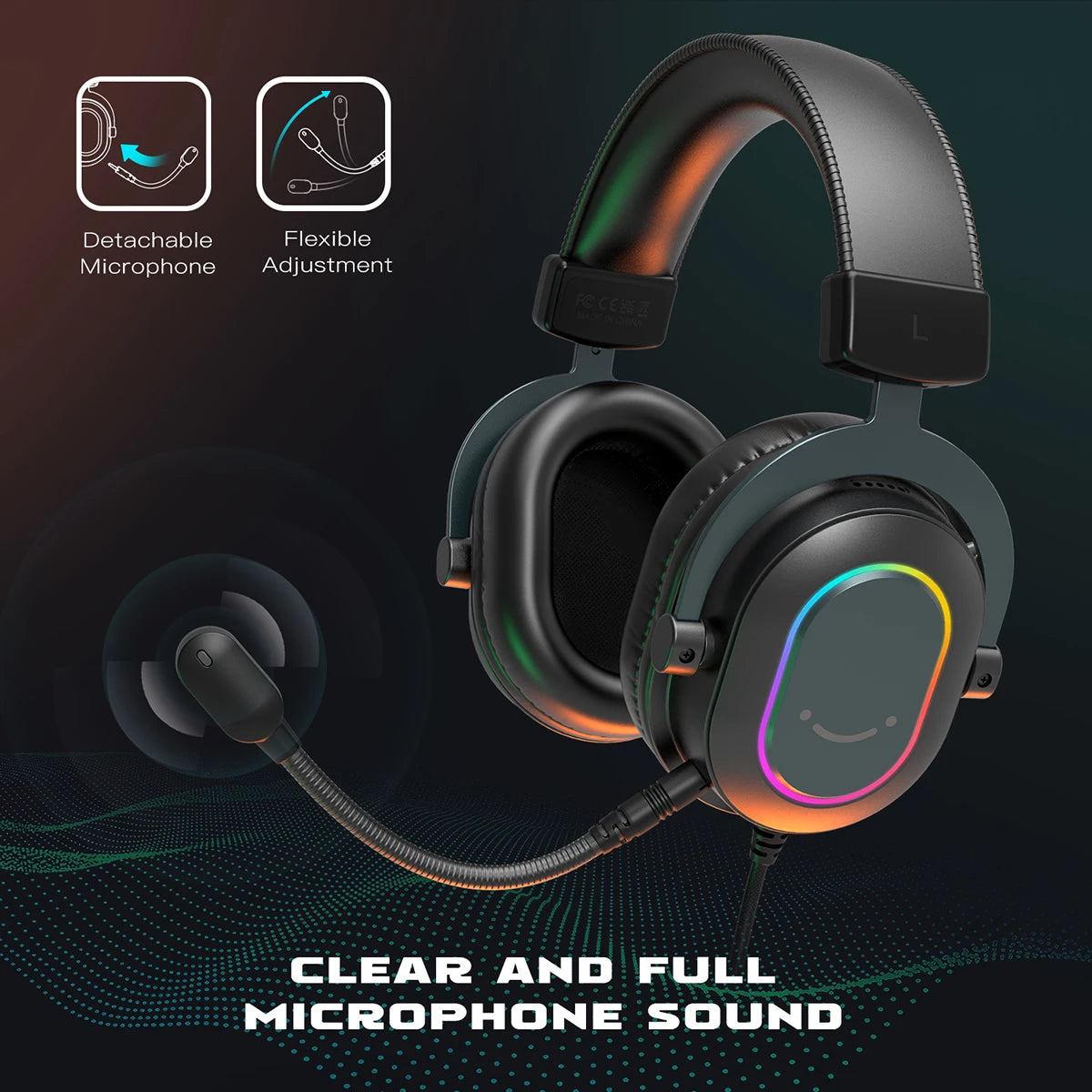 Fifine RGB Gaming Headset with Immersive 7.1 Surround Sound
