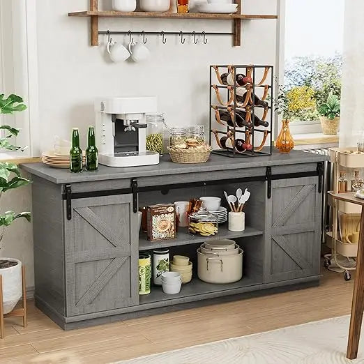 Farmhouse Sideboard Buffet Cabinet With Sliding Doors