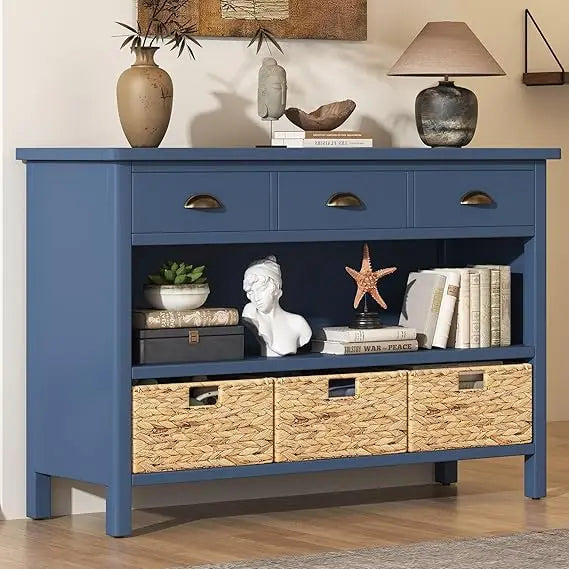 Rustic Farmhouse 47 Inch Console Table With Storage
