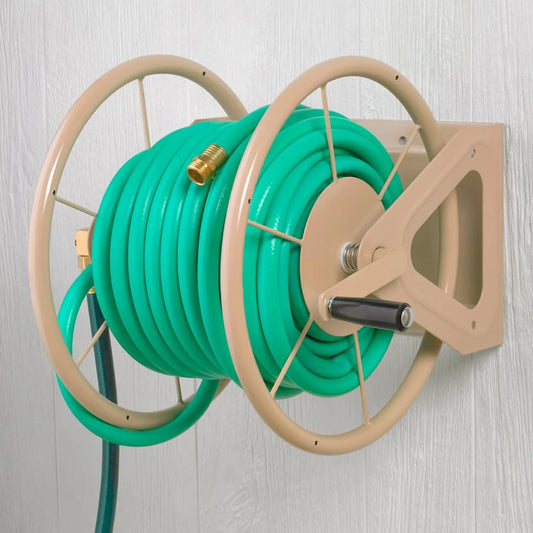 Steel Garden Hose Reel Wall Mount Holds 200 Feet Durable