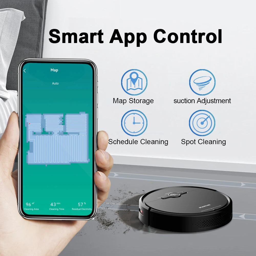SmartClean 3600PA Robot Vacuum with Voice Control and Auto Charging