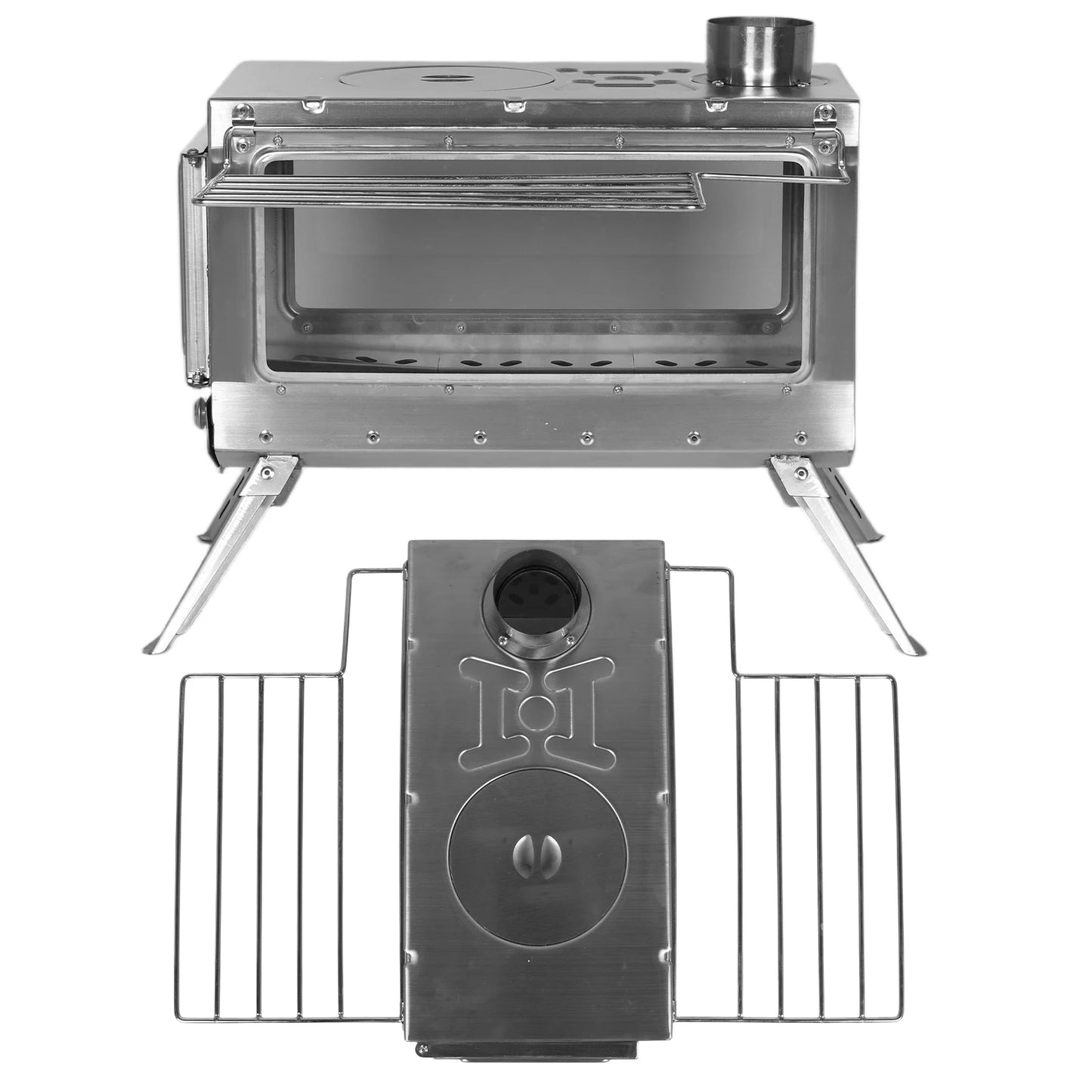 Portable Tent Stove Wood Burning Rustproof With Chimney