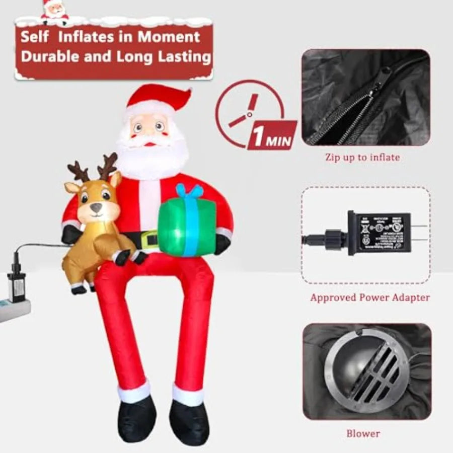 Sitting Santa Outdoor Inflatable With LED Lights Christmas