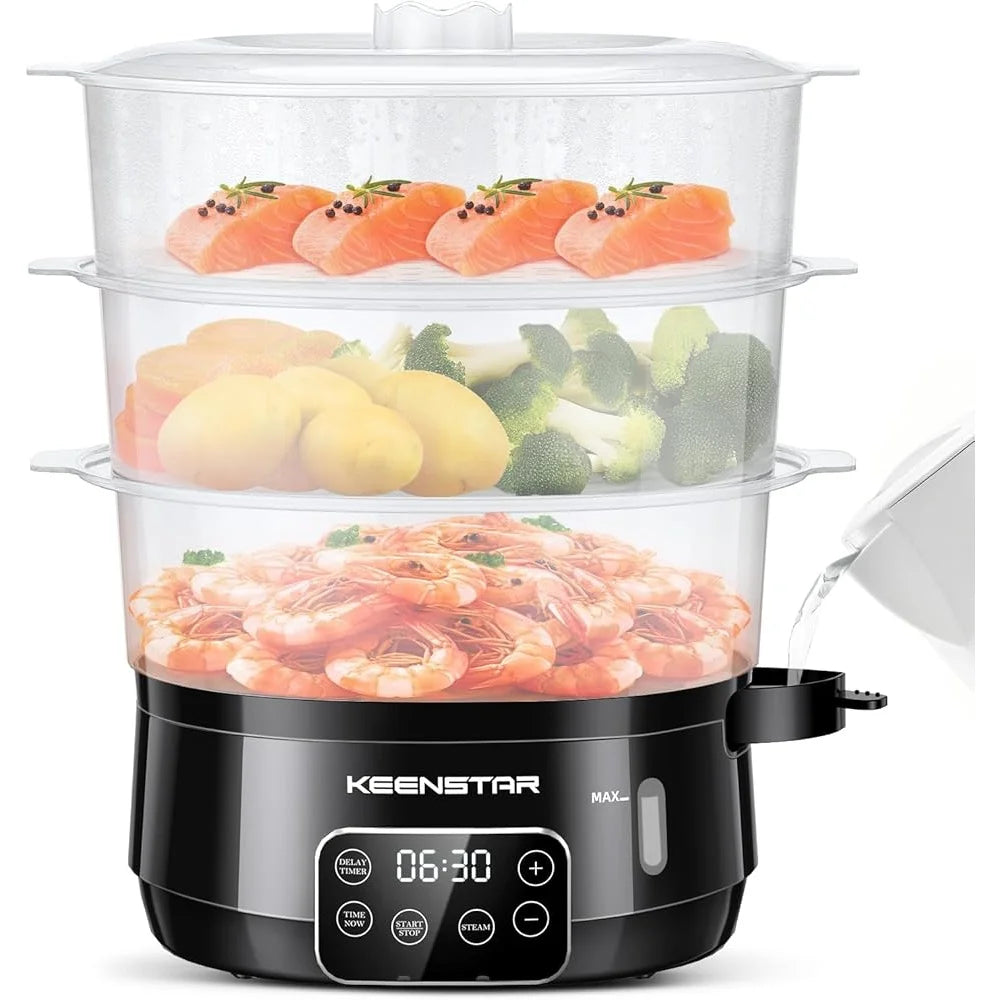 Electric Food Steamer 3 Tier BPA Free Digital Timer
