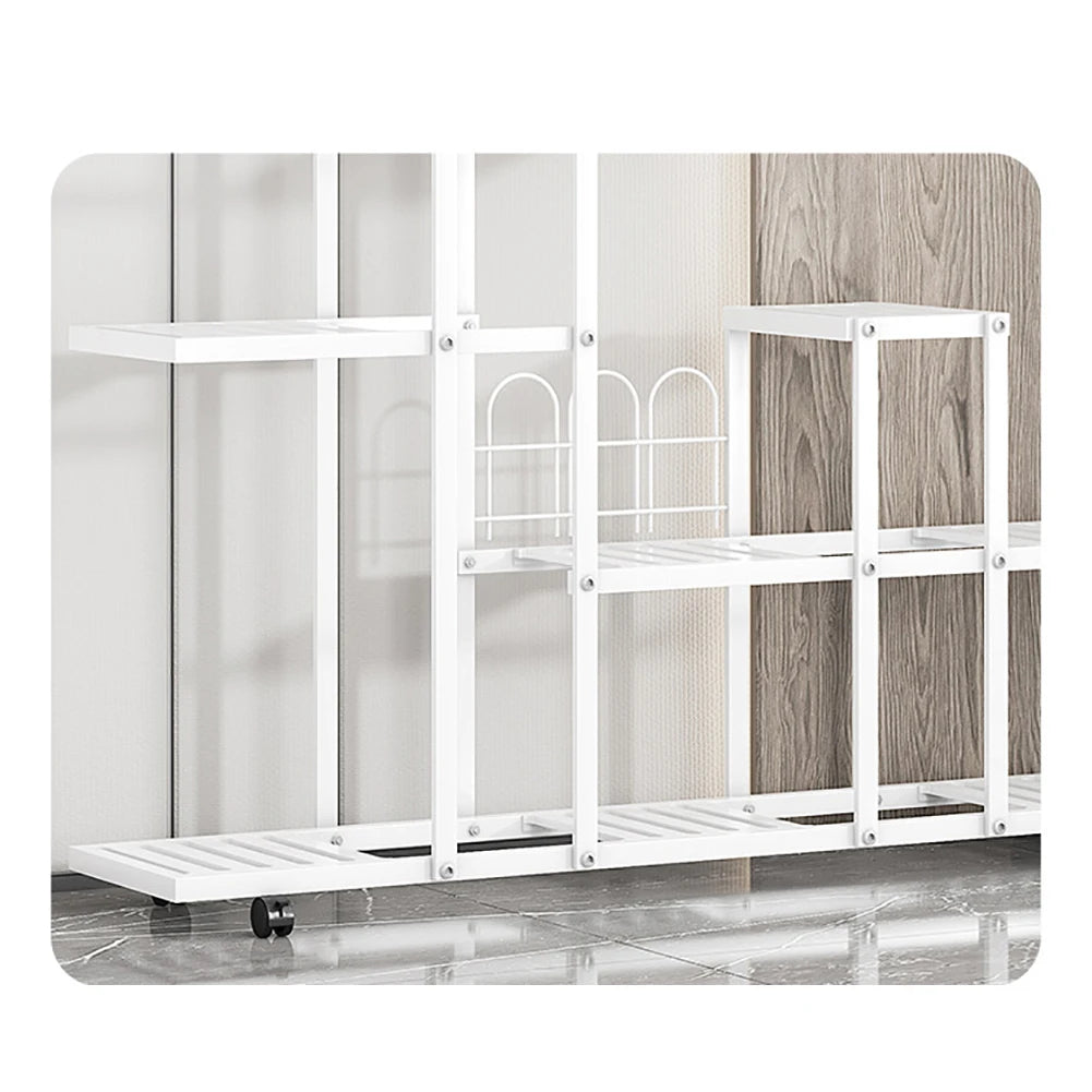 Wrought Iron Plant Stand With Wheels Planter Rack Organizer