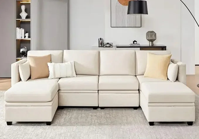 Modular Sectional Sofa With Storage And Ottomans U Shaped