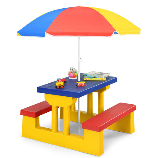 Homasish Kids Picnic Table Set with Removable Umbrella