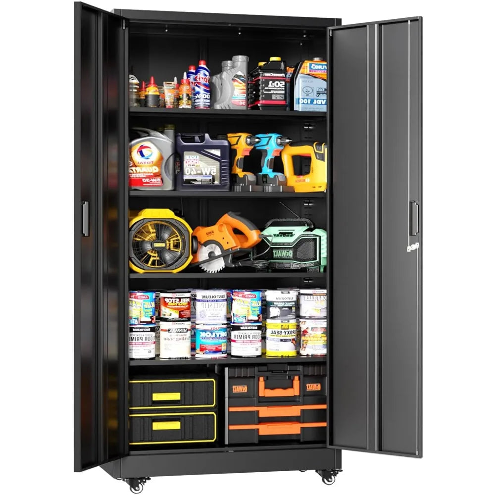 Lockable Rolling Metal Storage Cabinet With Wheels