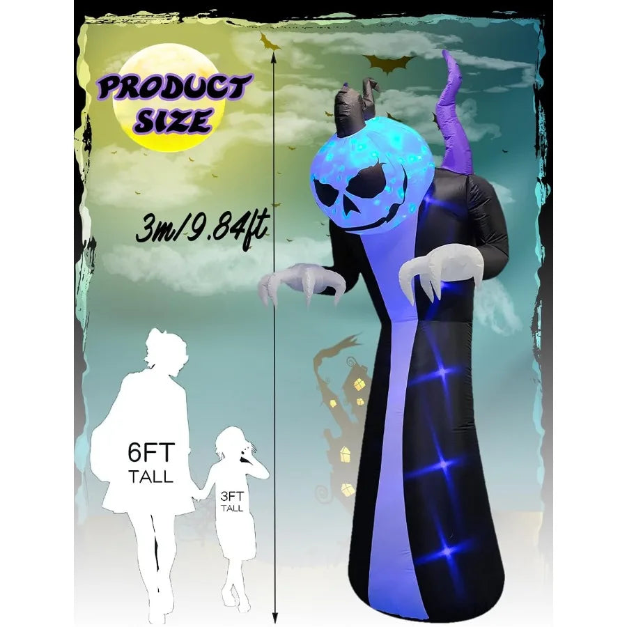 Tall Ten Foot Halloween Inflatable Ghost With LED Decoration