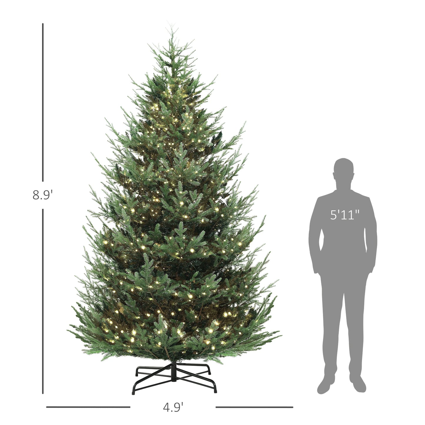 9 Ft Prelit Artificial Christmas Tree With Dual Color LEDs